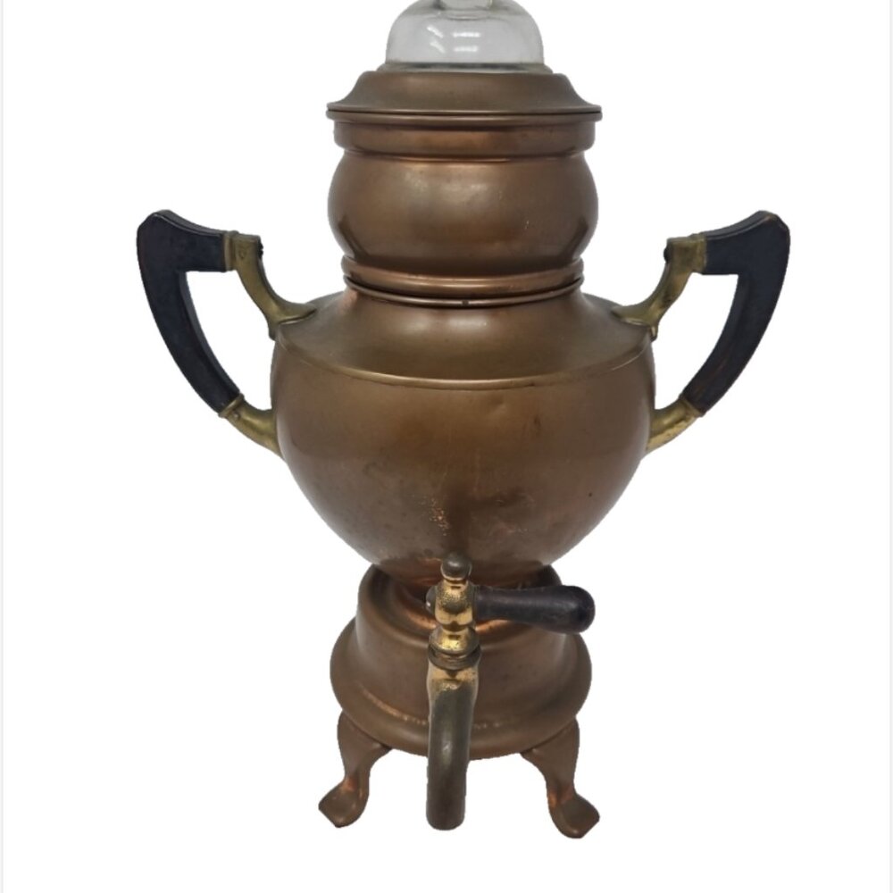 Antique Copper Manning Bowman Percolator Coffee Pot Samovar Incomplete No Cord